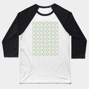 Retro Mid Century Circles and Flowers Aqua and Golden Yellow Baseball T-Shirt